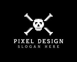 Pixel Skull Bone logo design