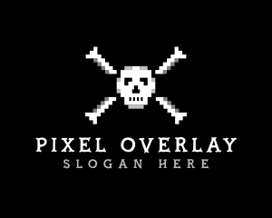 Pixel Skull Bone logo design