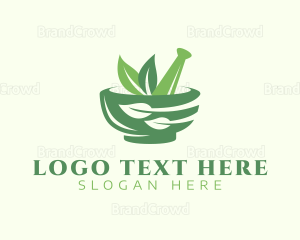 Mortar & Pestle Leaves Logo