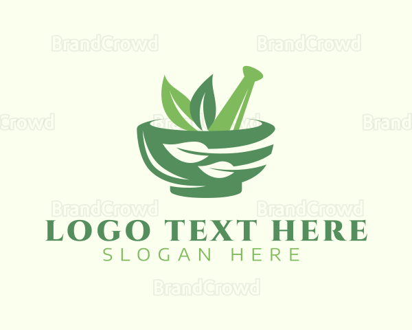 Mortar & Pestle Leaves Logo