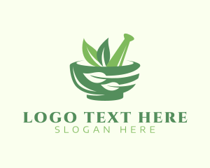 Mortar & Pestle Leaves Logo