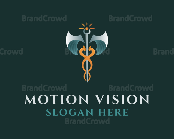 Medical Caduceus Staff Logo