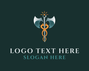 First Aid - Medical Caduceus Staff logo design