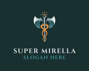 Medical Caduceus Staff Logo