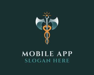 Medical Caduceus Staff Logo