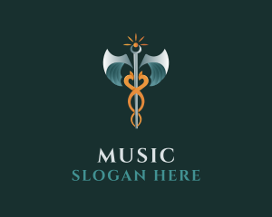 Medical Caduceus Staff Logo