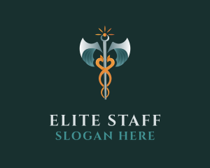 Medical Caduceus Staff logo design