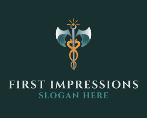 Medical Caduceus Staff logo design