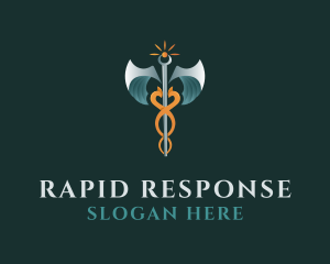 Paramedic - Medical Caduceus Staff logo design