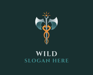 Staff - Medical Caduceus Staff logo design