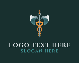 Medical Caduceus Staff Logo