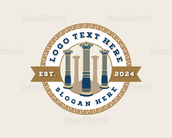 Greek Pillar Column Ornament Logo