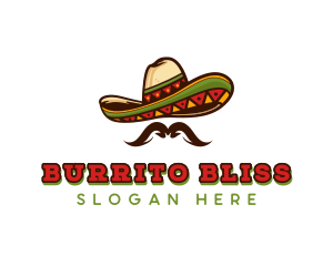 Burrito - Mexican Hat Mustache logo design