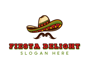 Fiesta - Mexican Hat Mustache logo design