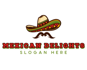 Mexican Hat Mustache logo design