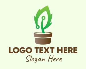 Nature - Plant Circuit Pot logo design