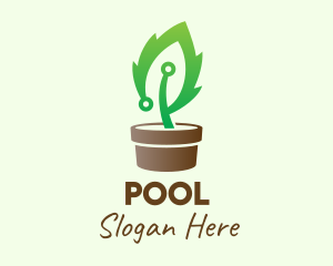 Natural - Plant Circuit Pot logo design