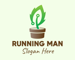Vegetarian - Plant Circuit Pot logo design