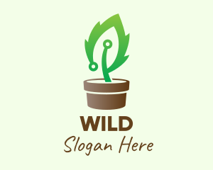 Leaf - Plant Circuit Pot logo design