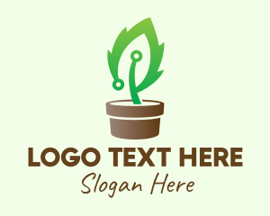 Vegan - Plant Circuit Pot logo design