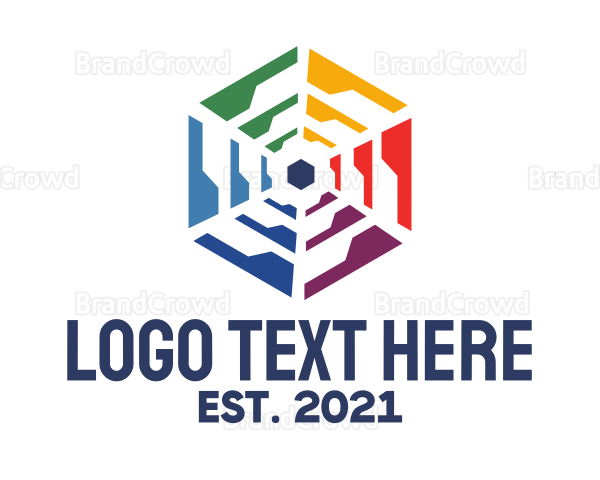 Colorful Hexagon Tech Logo