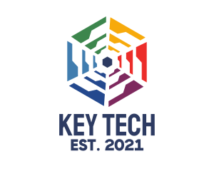 Colorful Hexagon Tech logo design