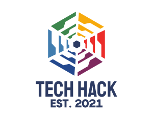 Colorful Hexagon Tech logo design