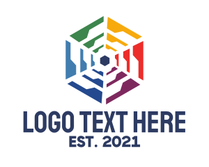 Radio Station - Colorful Hexagon Tech logo design