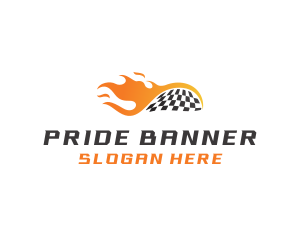 Flaming Racing Flag Motorsport logo design