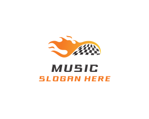 Motorway - Flaming Racing Flag Motorsport logo design