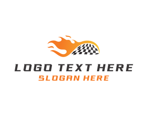 Steering Wheel - Flaming Racing Flag Motorsport logo design