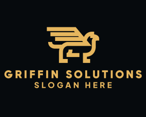 Abstract Golden Griffin logo design