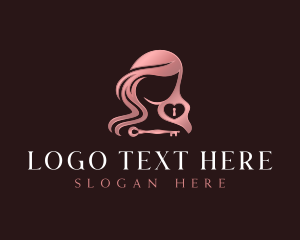 Lock - Woman Key Lock logo design