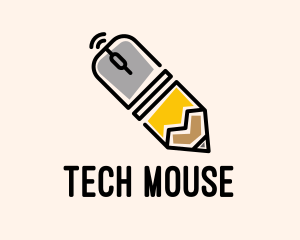 Digital Mouse Pencil  logo design
