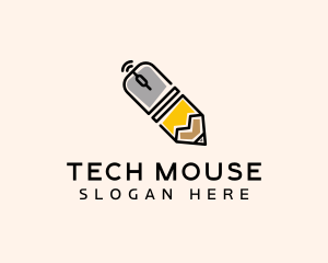 Digital Mouse Pencil  logo design