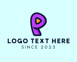 Music Studio - Video Player Letter P logo design