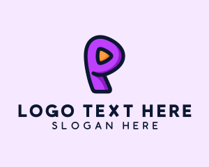 Pink Triangle - Video Button Letter P logo design