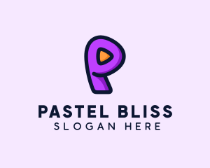 Video Button Letter P logo design