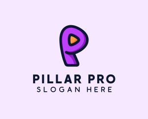 Video Button Letter P logo design