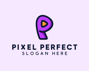 Video Button Letter P logo design