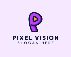 Video Button Letter P logo design