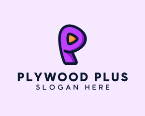 Video Button Letter P logo design