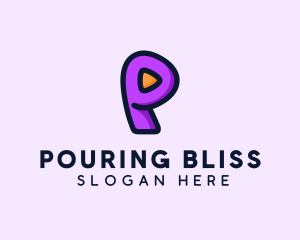 Video Button Letter P logo design