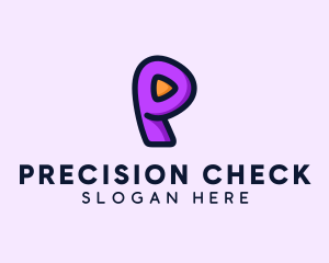 Video Button Letter P logo design