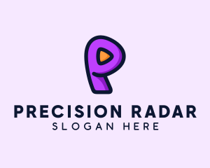 Video Button Letter P logo design