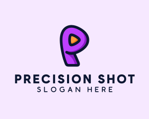 Video Button Letter P logo design