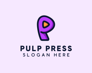 Video Button Letter P logo design