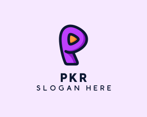 Video Button Letter P logo design