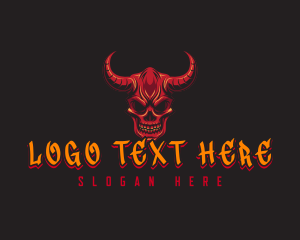 Skeleton - Demon Skull Horn logo design