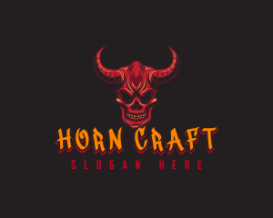 Demon Skull Horn logo design